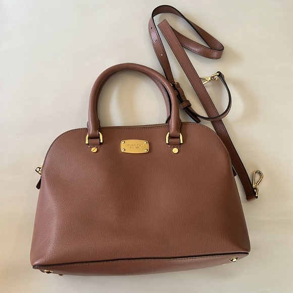 Michael Kors Dusty Rose Gold accents Leather Satchel Crossbody Bag - Picture 2 of 13